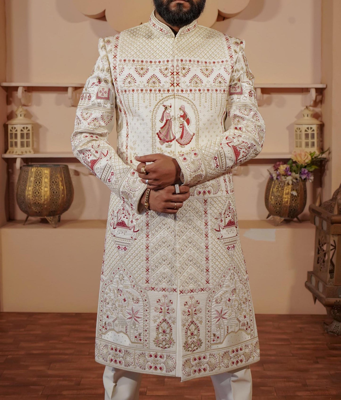 Ivory Sherwani For Men: Indian Groom Wedding Dress