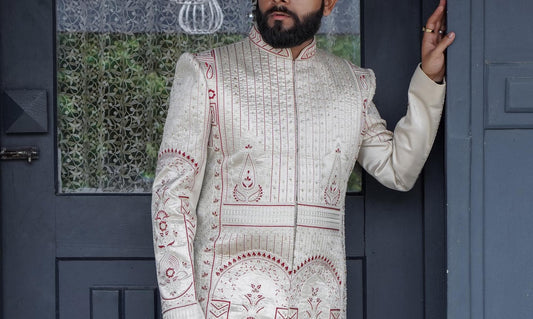 Handcrafted Sherwani, Indian Wedding Outfit, Groom Attire
