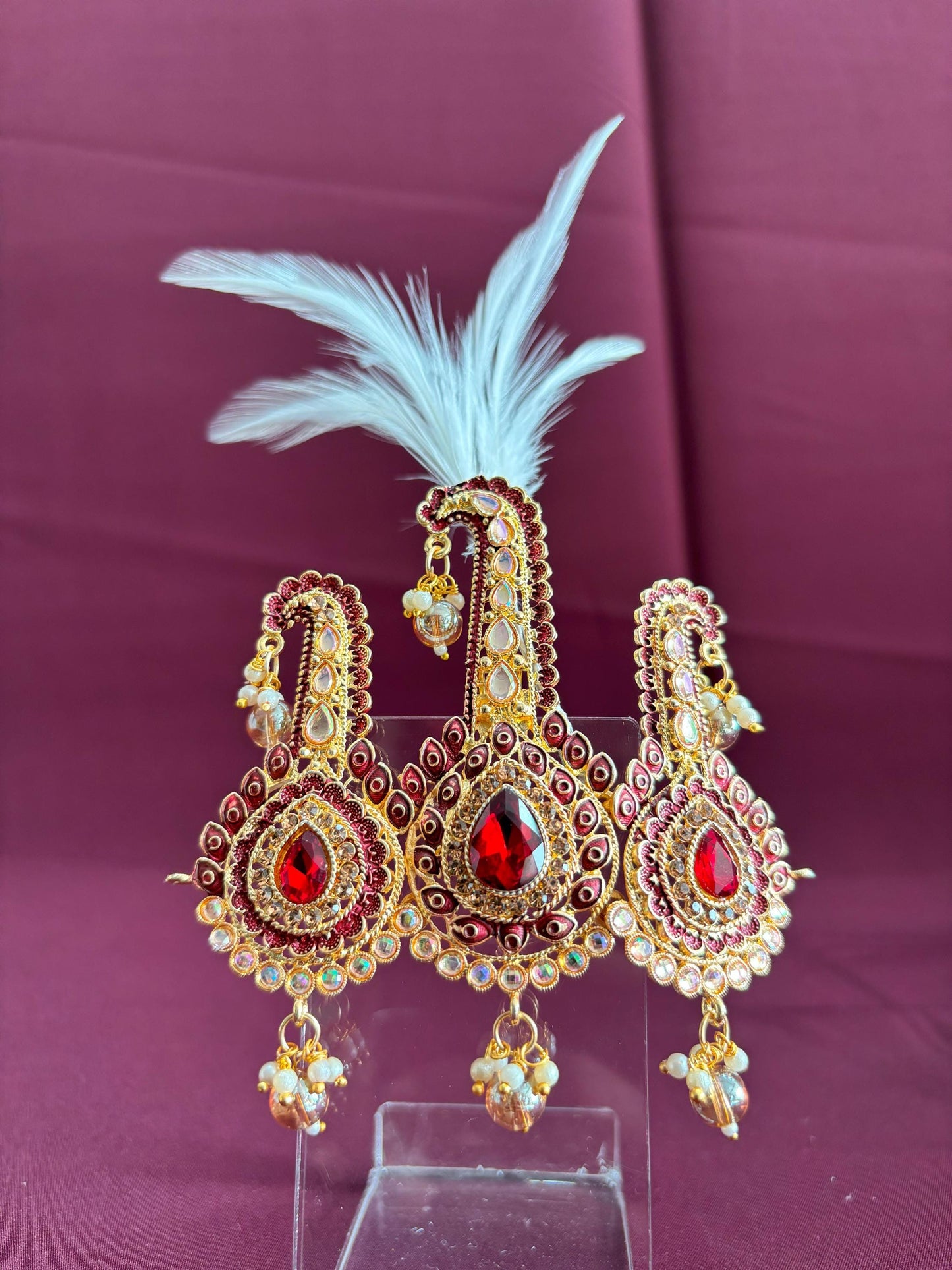 Indian Groom Turban Brooch: Beaded Dhula Kilangi Kalgi