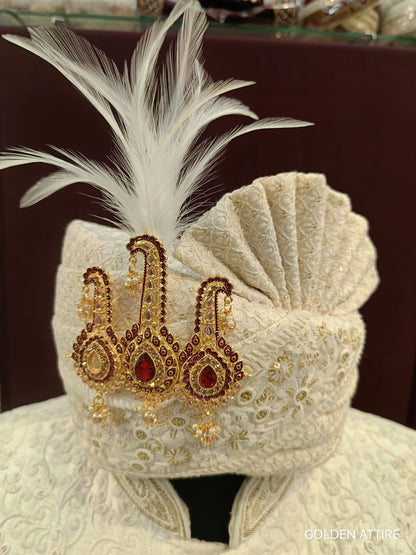 Indian Groom Turban Brooch: Beaded Dhula Kilangi Kalgi