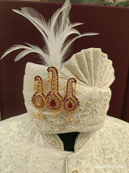 Indian Groom Turban Brooch: Beaded Dhula Kilangi Kalgi