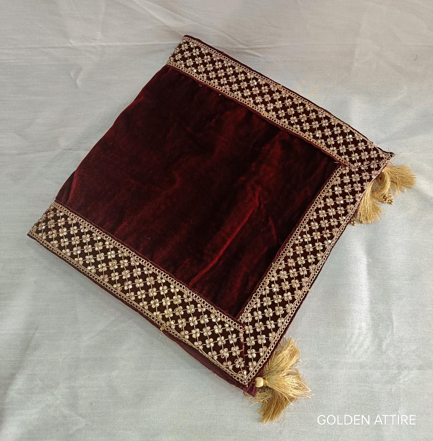 Red Velvet Groom Shawl: Embroidered Indian Wedding Dupatta