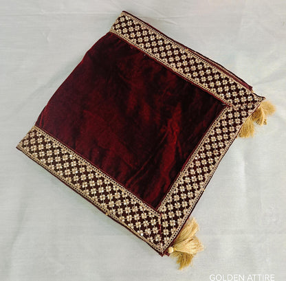 Red Velvet Groom Shawl: Embroidered Indian Wedding Dupatta
