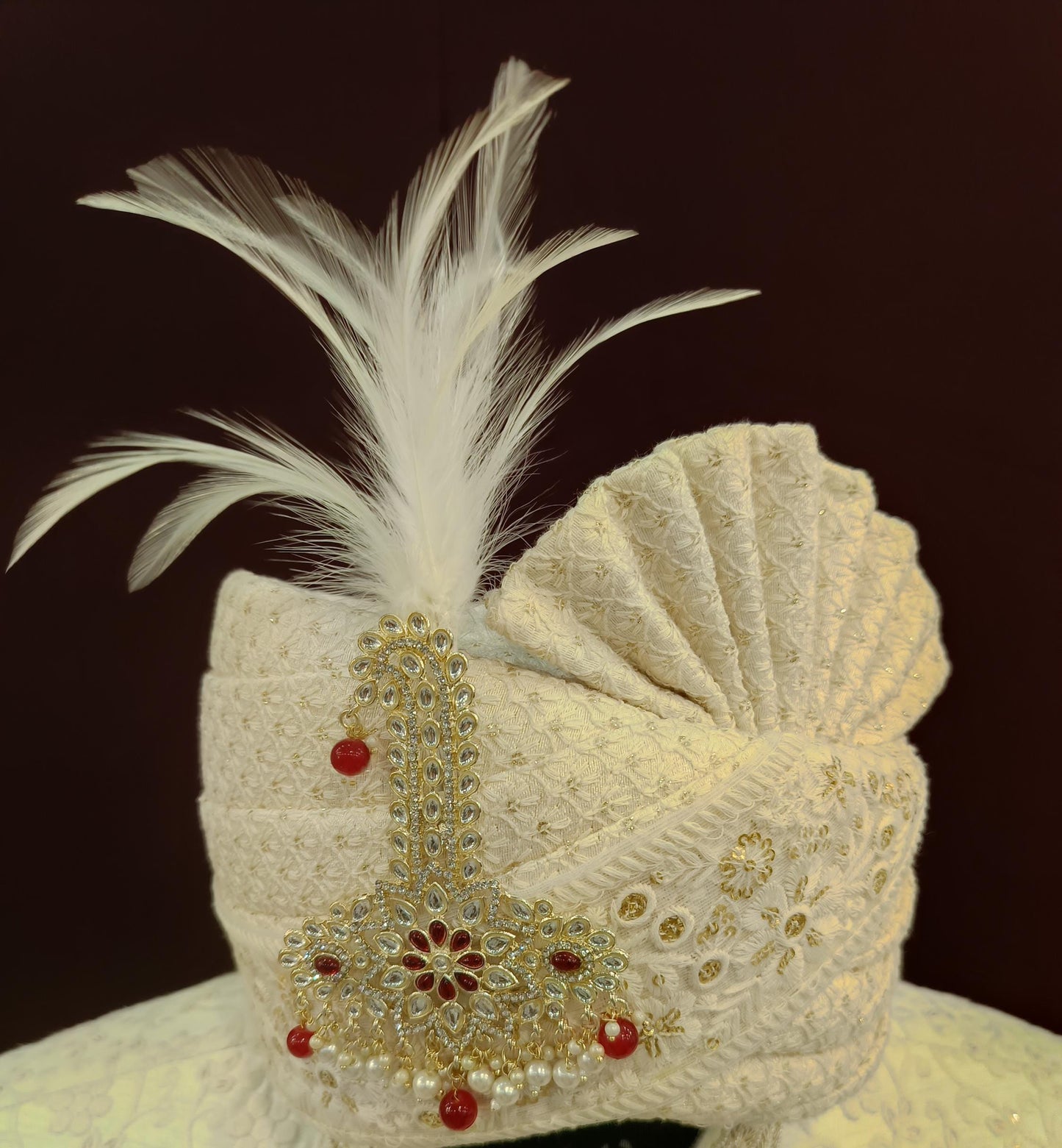 Indian Groom Turban Brooch: Beaded Dhula Kalangi