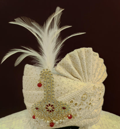 Indian Groom Turban Brooch: Beaded Dhula Kalangi