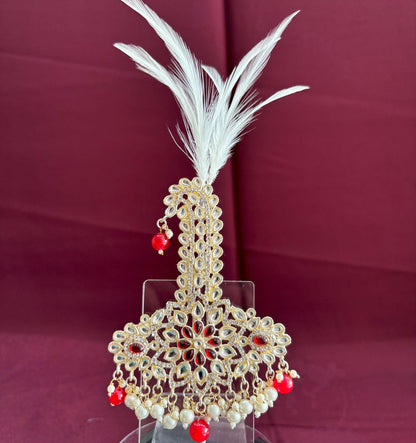 Indian Groom Turban Brooch: Beaded Dhula Kalangi