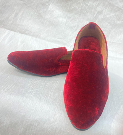 Maroon Velvet Groom Jutti, Wedding Mojari Shoes for Men