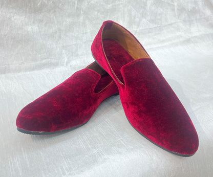 Maroon Velvet Groom Jutti, Wedding Mojari Shoes for Men