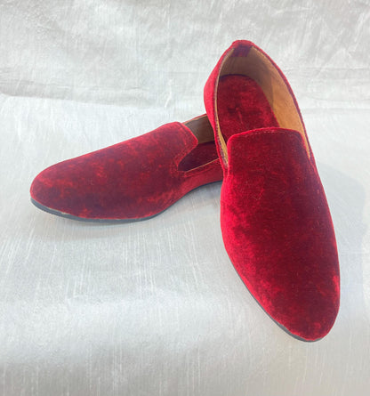 Maroon Velvet Groom Jutti, Wedding Mojari Shoes for Men