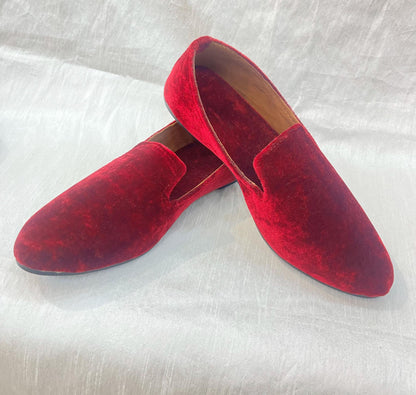 Maroon Velvet Groom Jutti, Wedding Mojari Shoes for Men