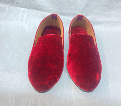 Maroon Velvet Groom Jutti, Wedding Mojari Shoes for Men