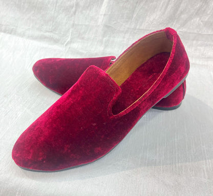Maroon Velvet Groom Jutti, Wedding Mojari Shoes for Men