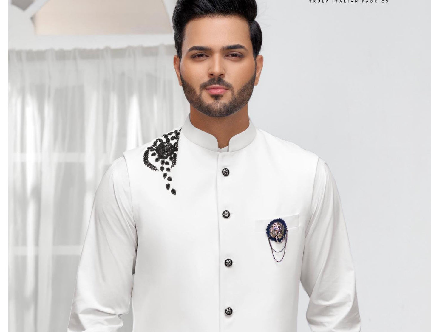 Handcrafted White Nehru Jacket: Groom Wedding Modi Jacket