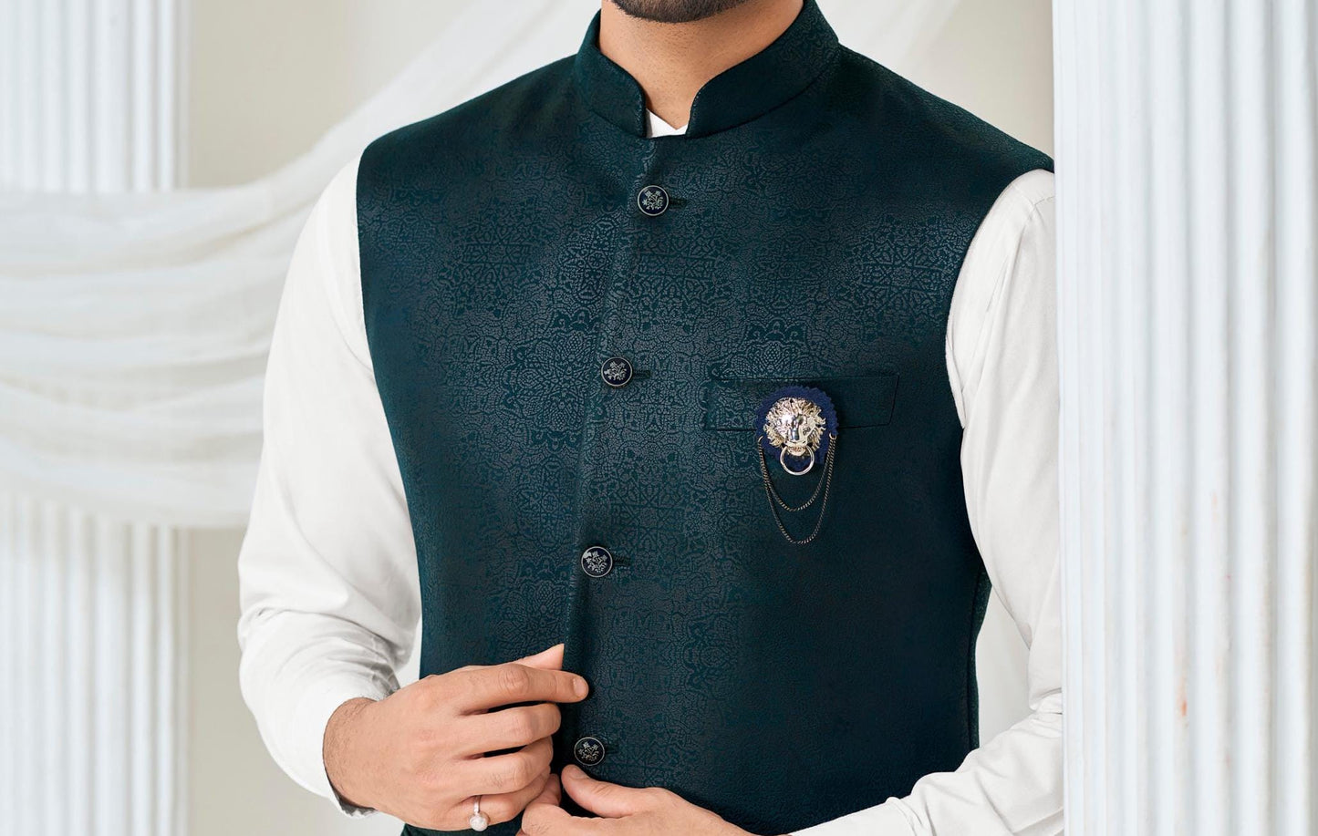 Men's Nehru Jacket, Formal Groom Wedding Kurta Waistcoat