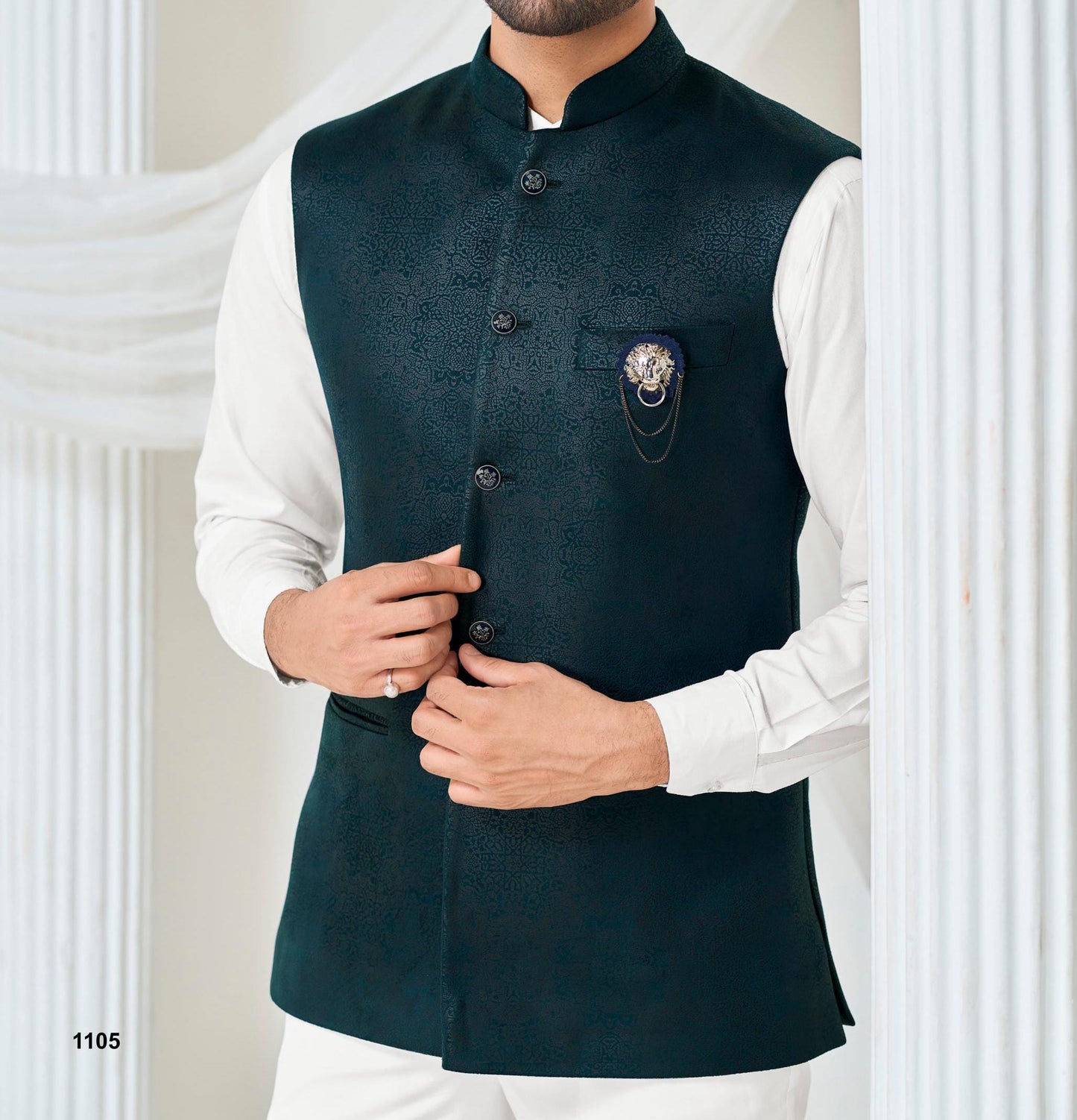 Men's Nehru Jacket, Formal Groom Wedding Kurta Waistcoat