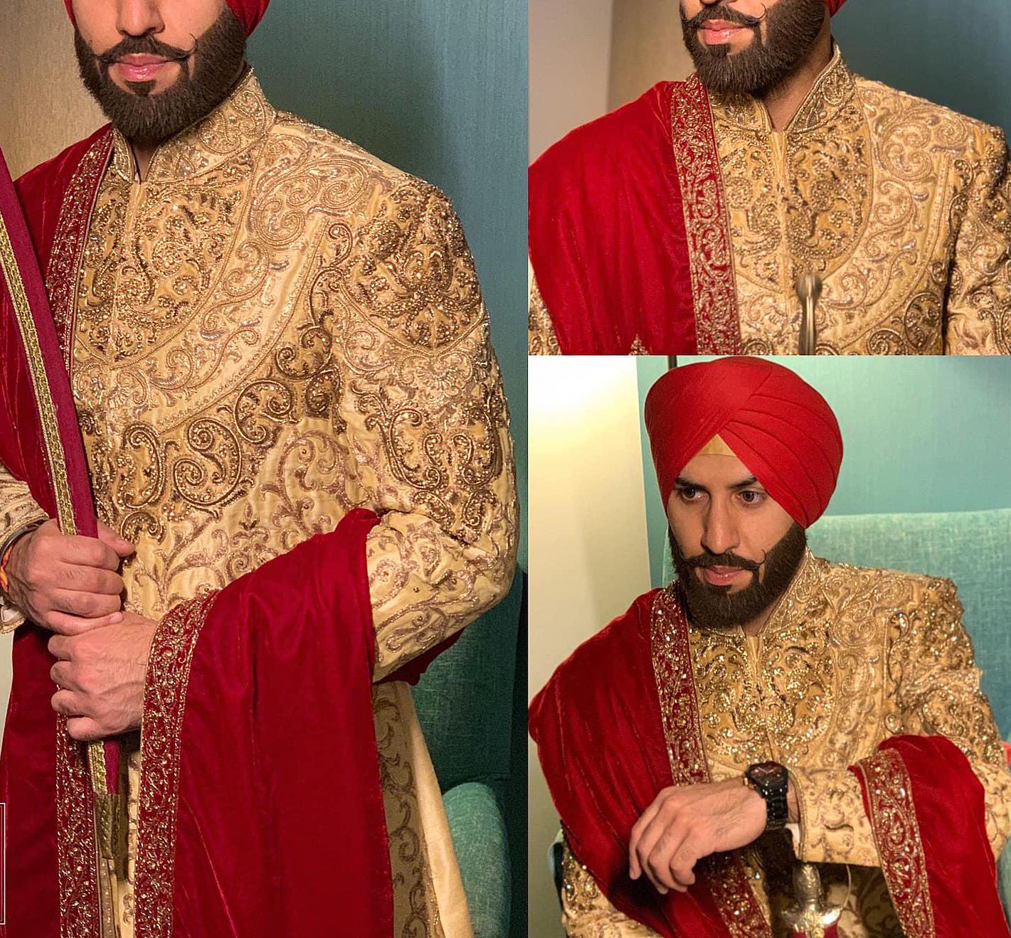 Royal Golden Sherwani: Indian Groom Wedding Outfit