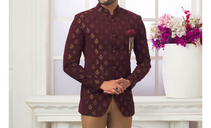 Maroon Jodhpuri Suit: Men's Indian Wedding Outfit