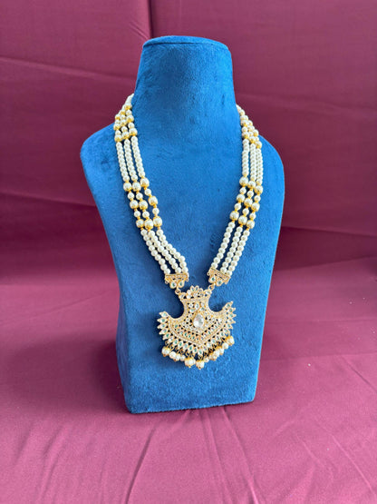 Indian Wedding Groom Necklace: Pearl & Stone Sherwani Kantha