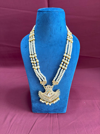 Indian Wedding Groom Necklace: Pearl & Stone Sherwani Kantha