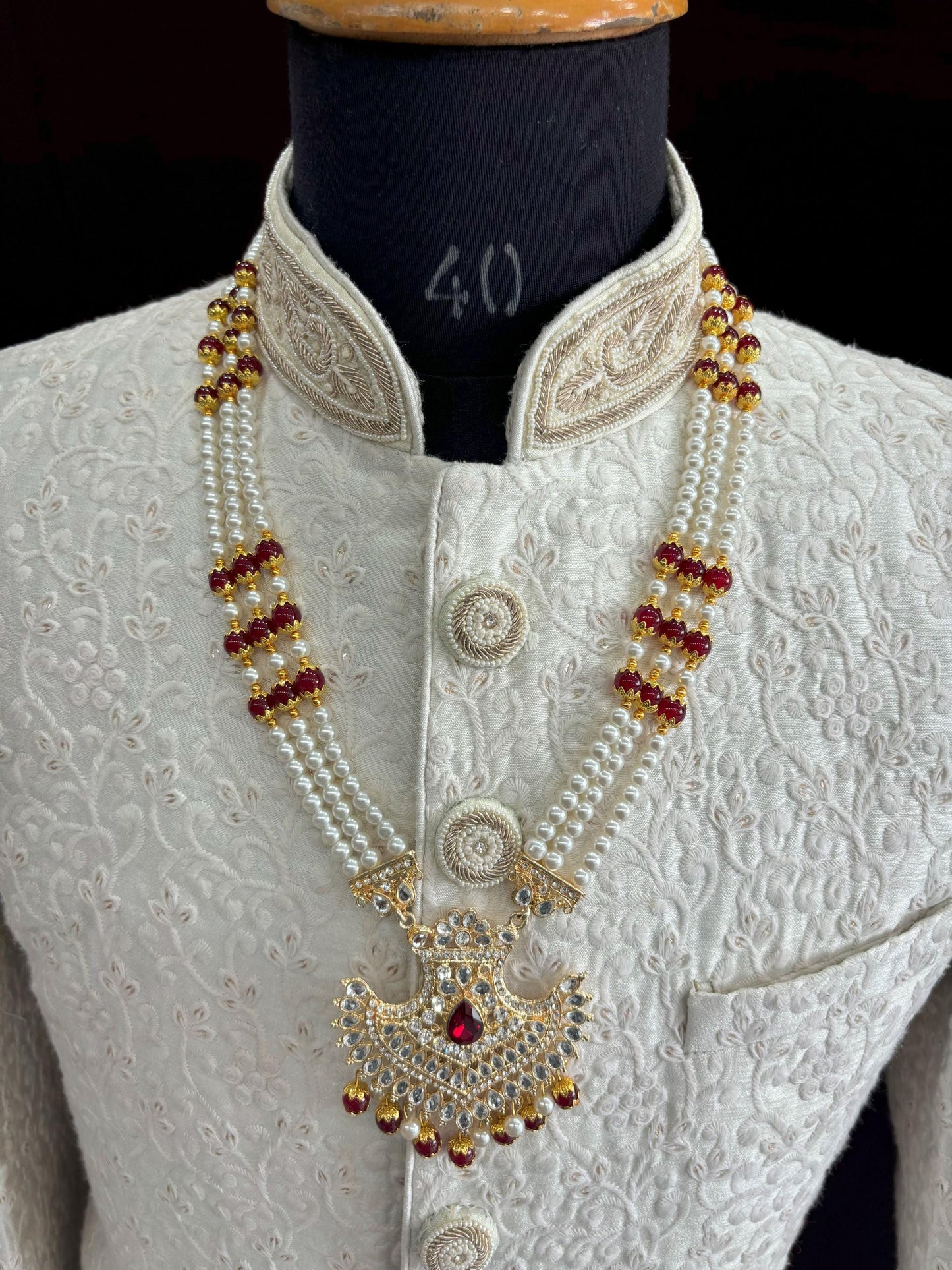 Groom Kundan Necklace: Sherwani Wedding Jewelry