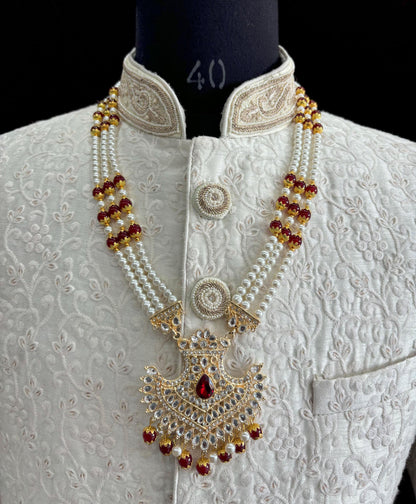 Groom Kundan Necklace: Sherwani Wedding Jewelry