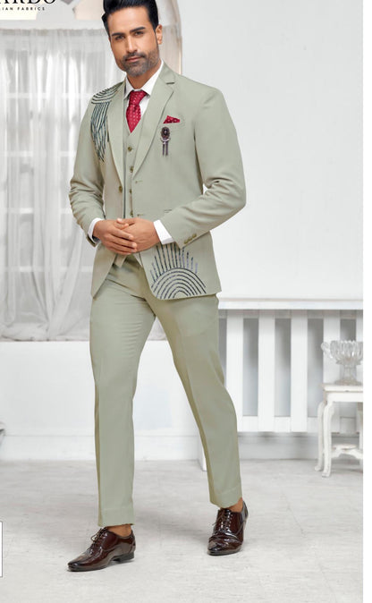Sage Green 3-Piece Suit: Handcrafted Groom Wedding Suit