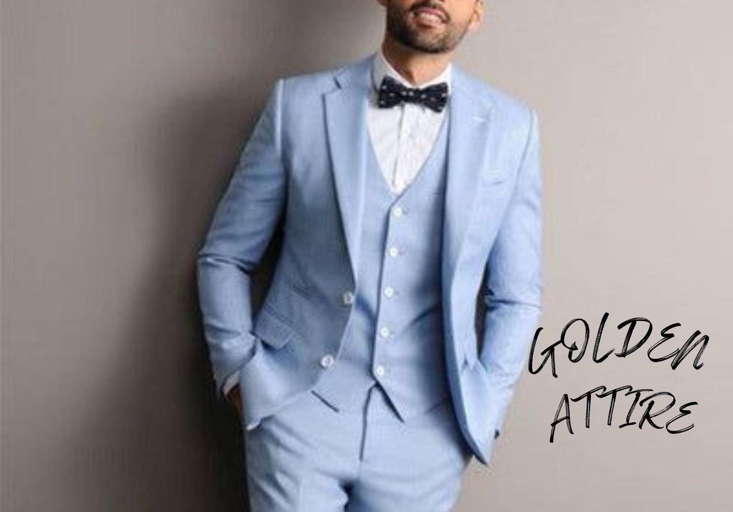Sky Blue 3-Piece Suit: Luxury Wedding Groom Wear
