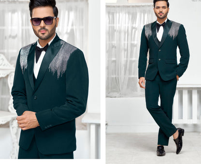 Green Tuxedo Suit: Men's 3-Piece Wedding Groom Suit