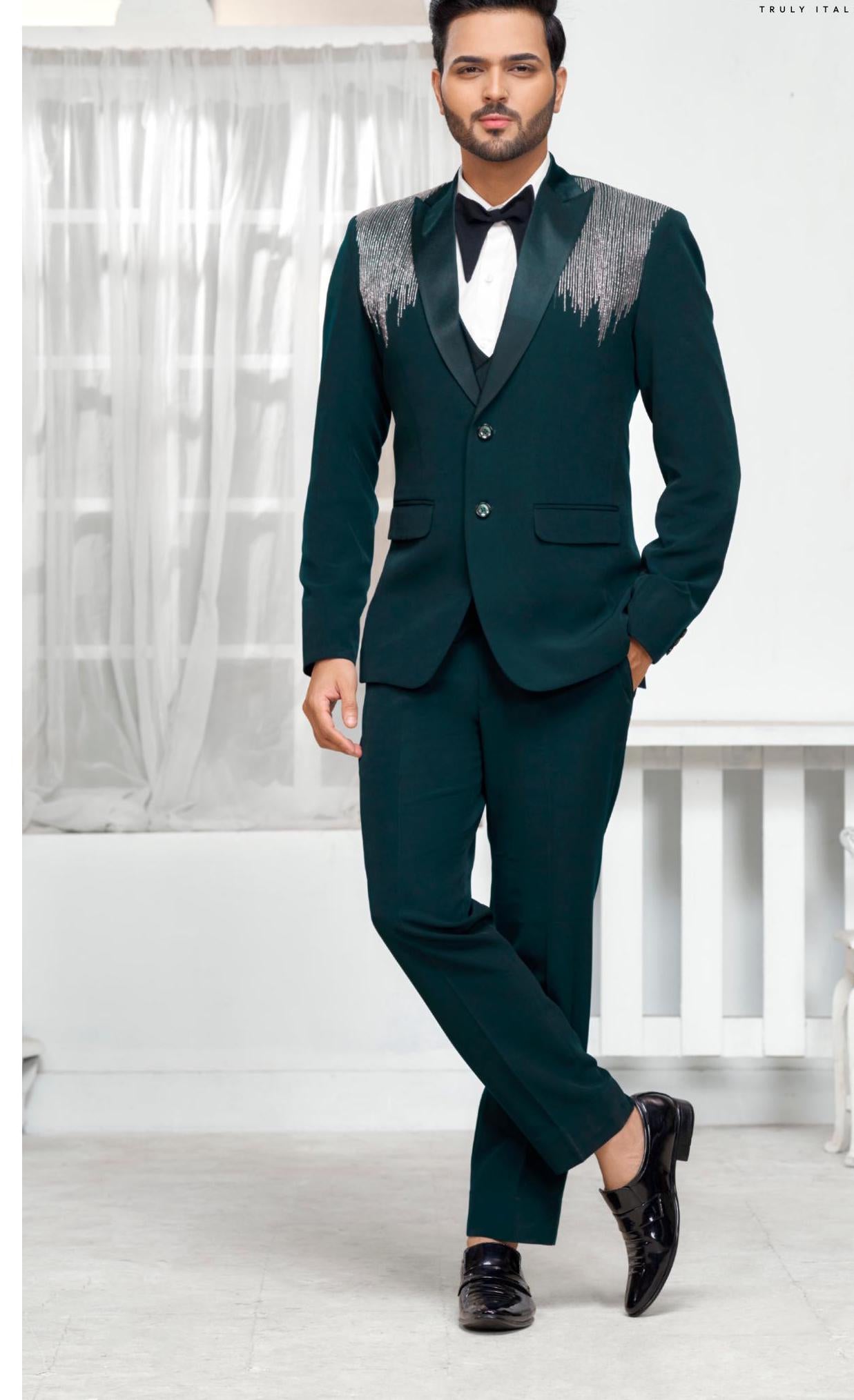 Green Tuxedo Suit: Men's 3-Piece Wedding Groom Suit