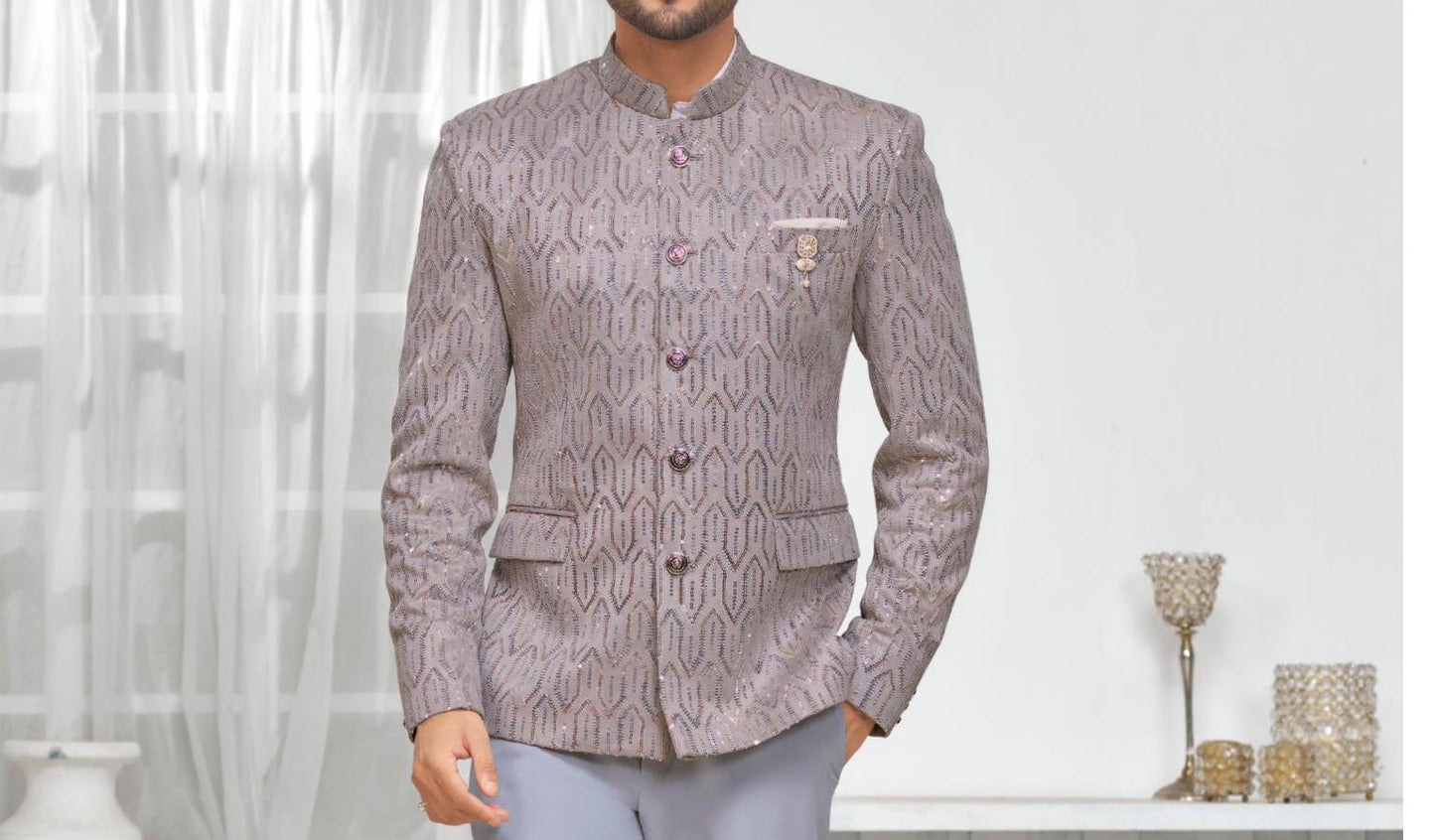 Grey Jodhpuri Suit: Men's Indian Wedding Outfit