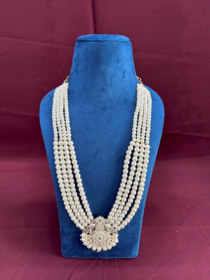 Groom Pearl Necklace, Indian Sherwani Kantha Jewelry Set