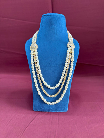 Pearl & Stone Bead Groom Necklace, Indian Wedding Sherwani Kantha