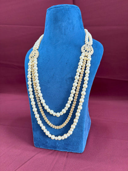 Pearl & Stone Bead Groom Necklace, Indian Wedding Sherwani Kantha