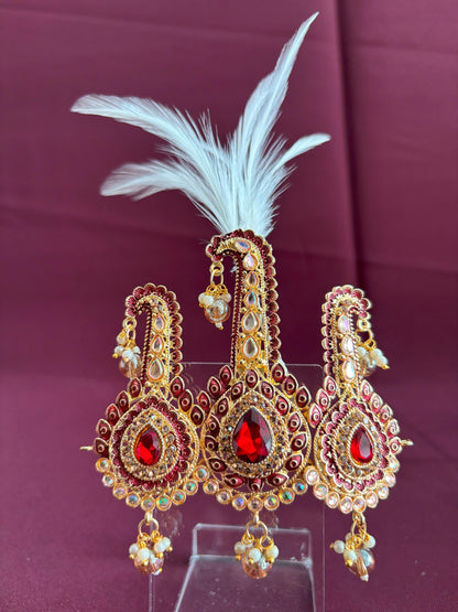 Indian Groom Turban Brooch: Beaded Dhula Kilangi Kalgi