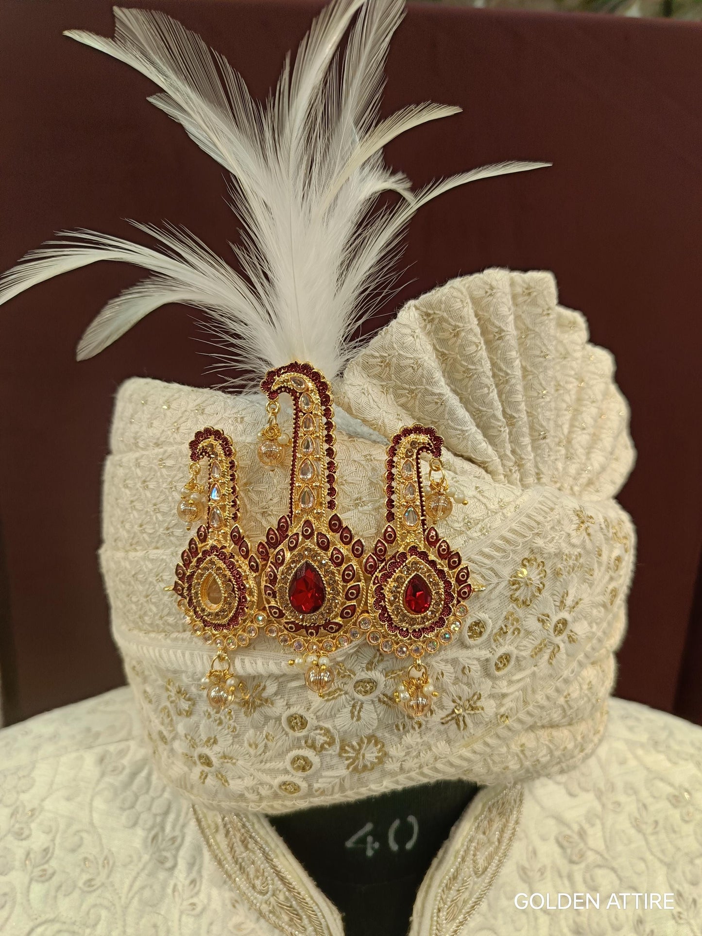 Indian Groom Turban Brooch: Beaded Dhula Kilangi Kalgi