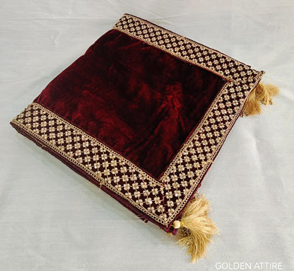 Red Velvet Groom Shawl: Embroidered Indian Wedding Dupatta