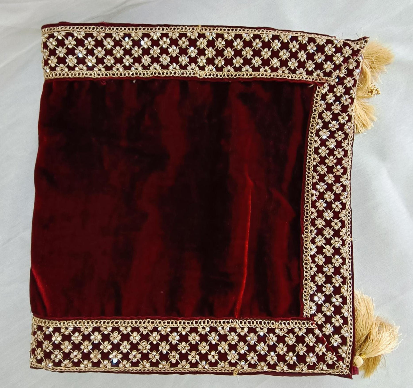 Red Velvet Groom Shawl: Embroidered Indian Wedding Dupatta