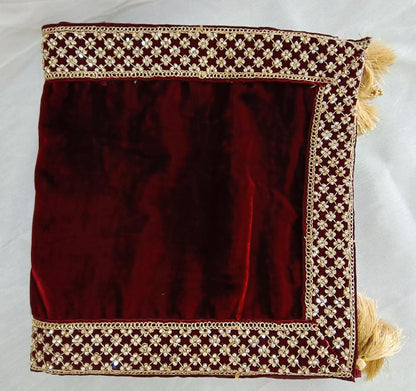Red Velvet Groom Shawl: Embroidered Indian Wedding Dupatta