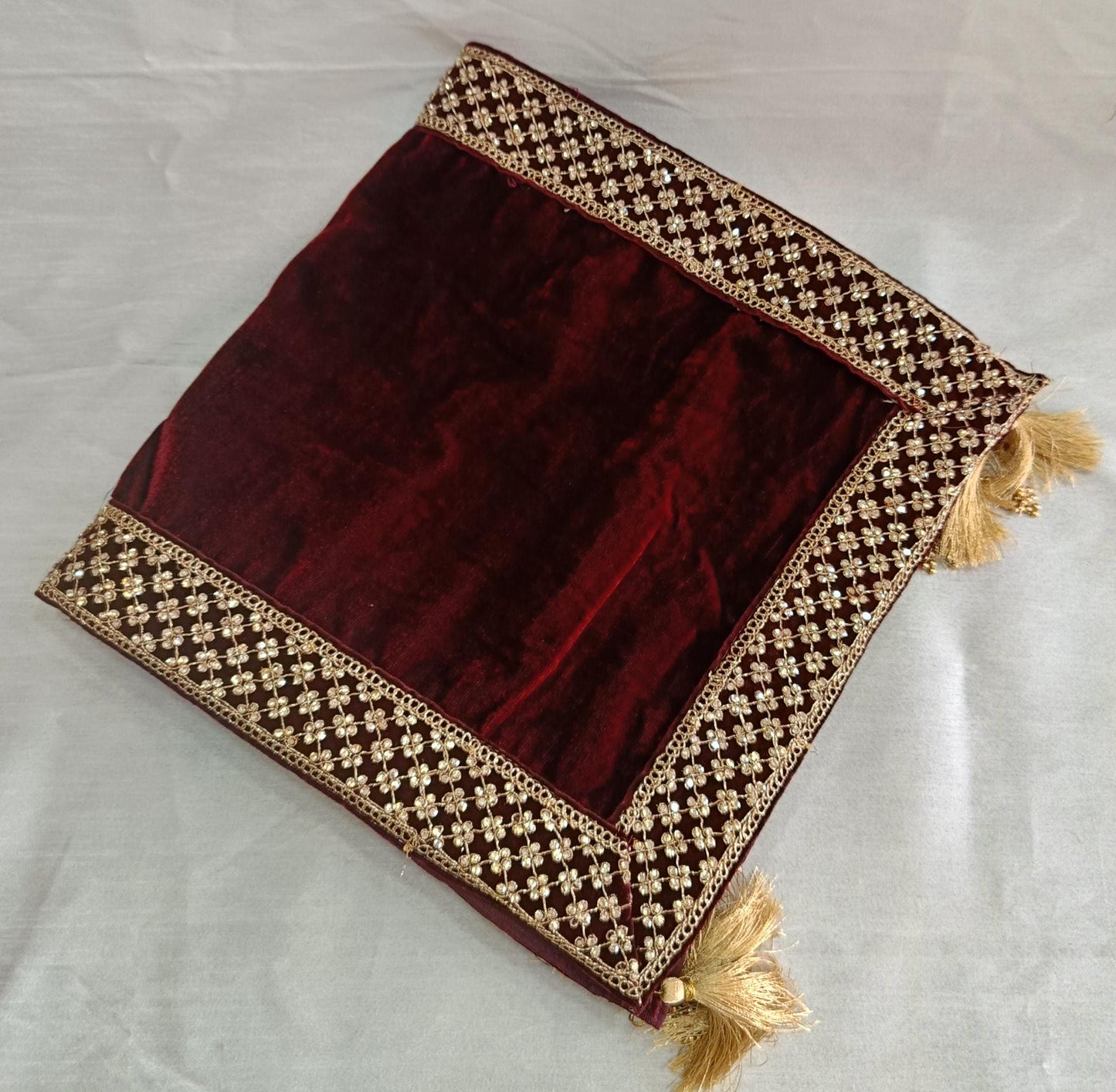 Red Velvet Groom Shawl: Embroidered Indian Wedding Dupatta