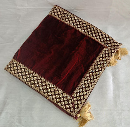 Red Velvet Groom Shawl: Embroidered Indian Wedding Dupatta