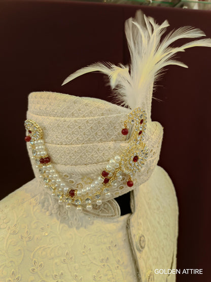 Indian Groom Turban Brooch: Beaded Pagdi Kalgi Accessory