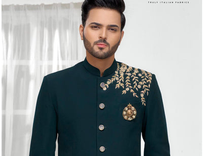 Green Jodhpuri Suit: Indian Wedding Groom Outfit