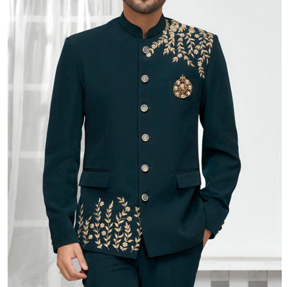 Green Jodhpuri Suit: Indian Wedding Groom Outfit