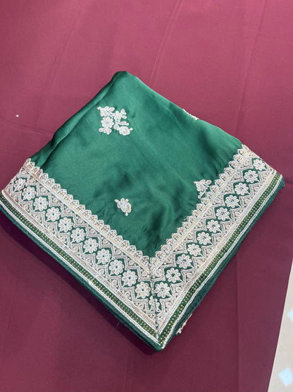 Green Wedding Shawl for Groom: Embroidered Indian Sherwani Stole