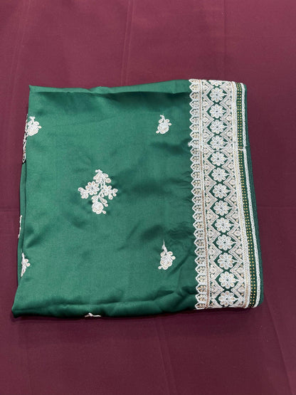 Green Wedding Shawl for Groom: Embroidered Indian Sherwani Stole