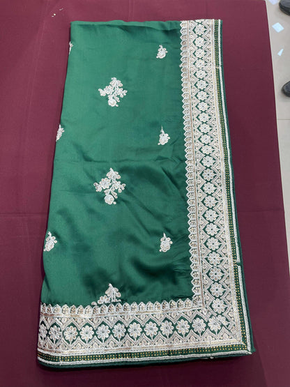 Green Wedding Shawl for Groom: Embroidered Indian Sherwani Stole