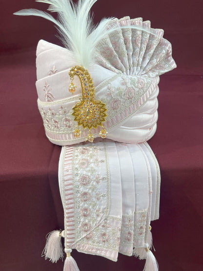 Pink Wedding Turban & Shawl Set: Indian Groom Safa