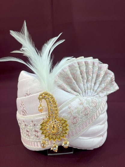 Pink Wedding Turban & Shawl Set: Indian Groom Safa