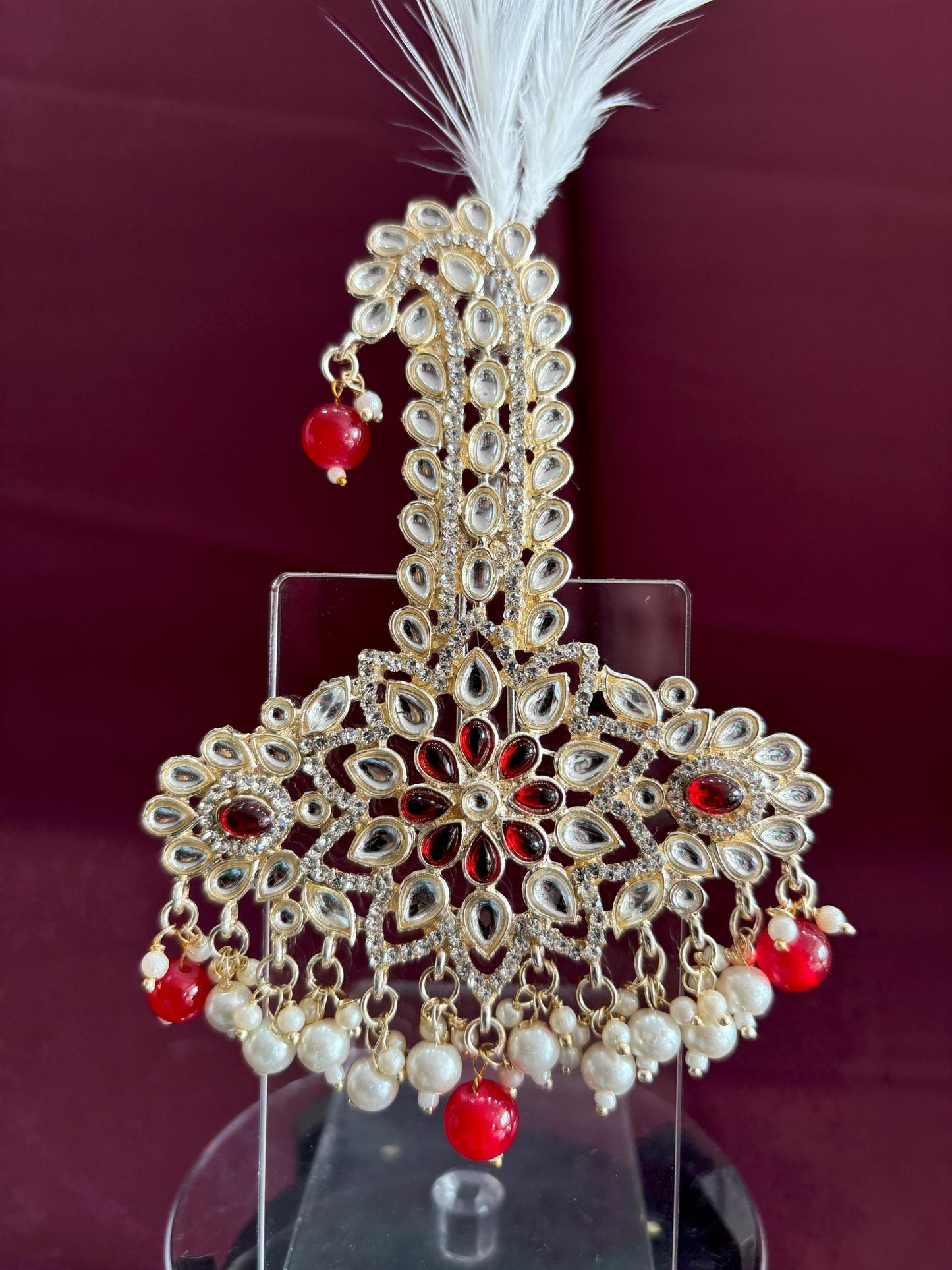 Indian Groom Turban Brooch: Beaded Dhula Kalangi