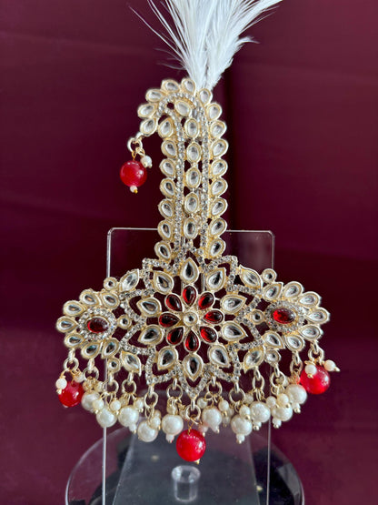 Indian Groom Turban Brooch: Beaded Dhula Kalangi